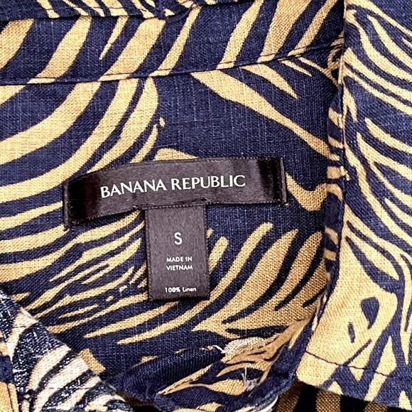 Banana Republic Heritage Expedition Zebra Print Button Down Top Linen Womens S - Picture 8 of 10